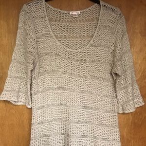 Tan loose-knit sweater